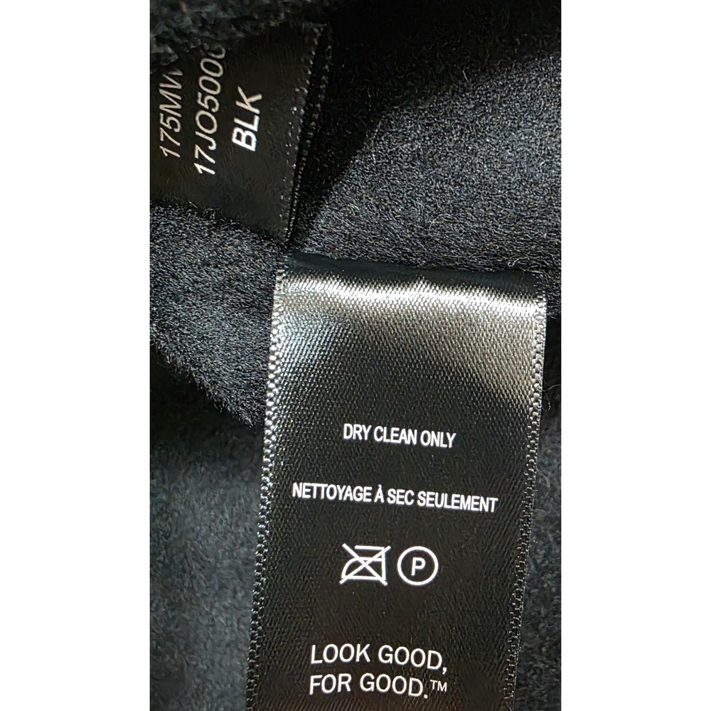 Kenneth Cole Women's Black Hooded Mixed Media Ribbed Sleeves Wool Blend Jacket - Picture 12 of 12